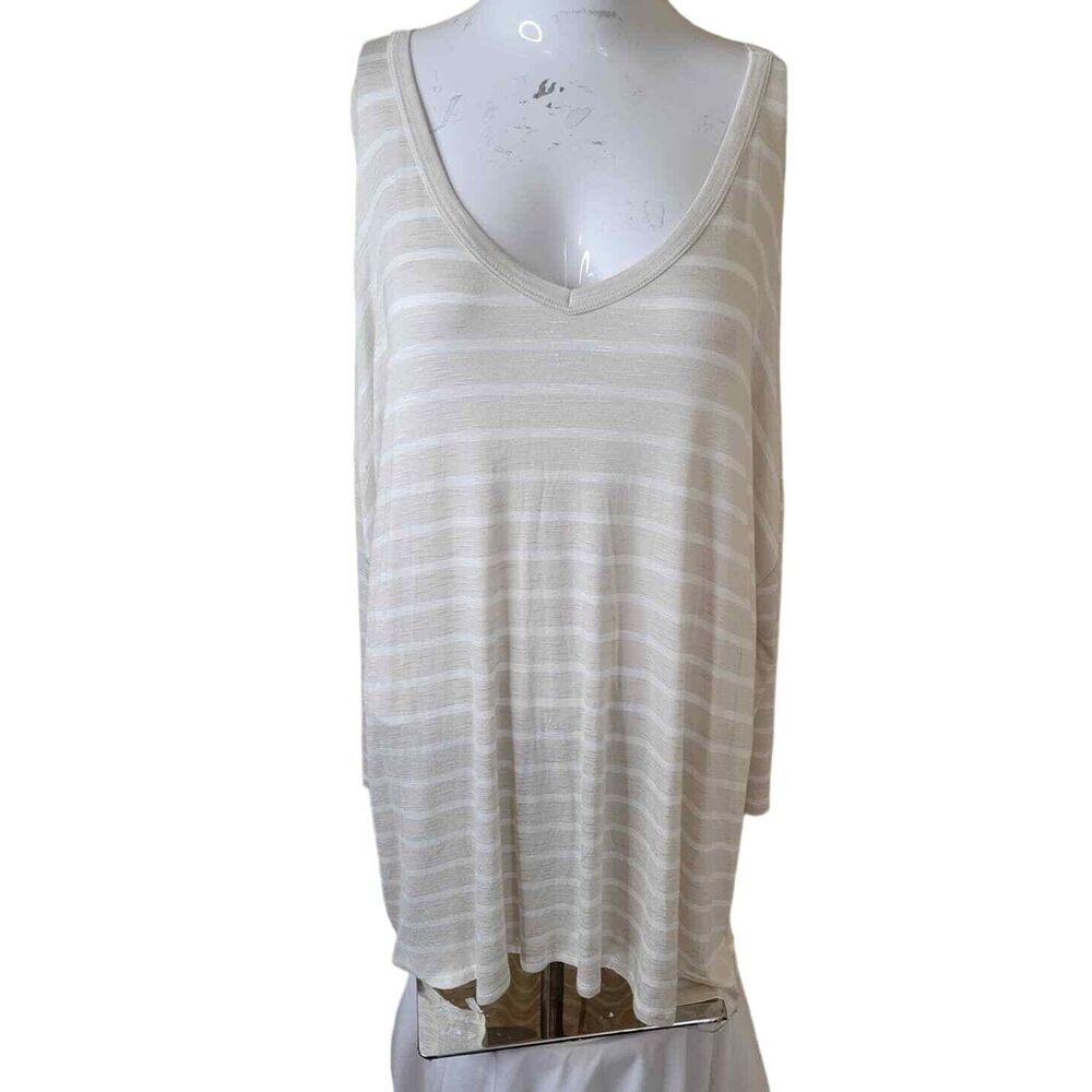 NEW style & co size XL tunic top women sheer striped longlseeve scoop neck